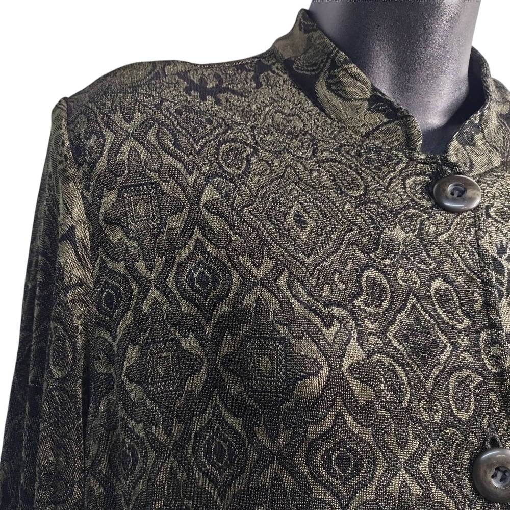 Vintage Laura Ashley Women's Green Black Abstract Print Button Dress Size M - Picture 5 of 10